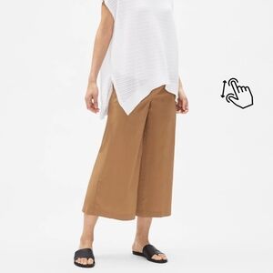 Eileen Fisher Organic Cotton Stretch Poplin Cropped Pants, Petite Large.
